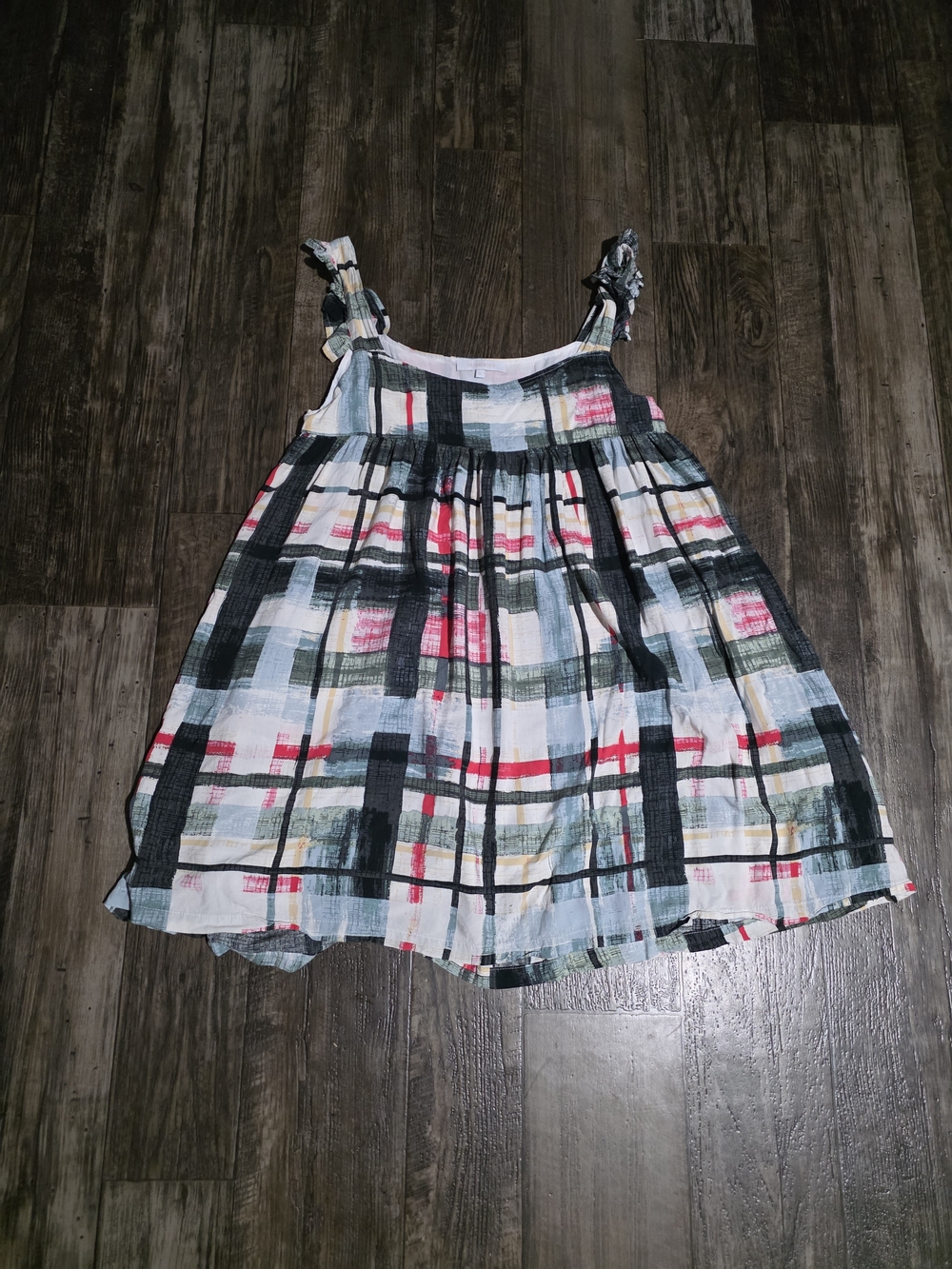 Olivaceous Multicolor Plaid Tank with Subtle Red Accent | Sz L